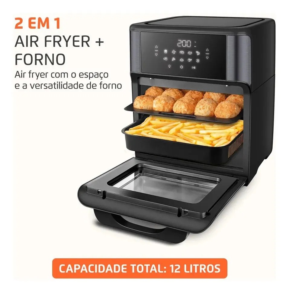 Fritadeira Elétrica AFON-12L-BG Forno Oven 12 Litros Preto Mondial